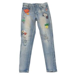 BANJARA Distressed Blue Jeans w/ Patches Sz 31/14